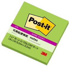 Post-it® 利貼® 狠黏™ 633S-6, 3x3吋便條紙, 綠色