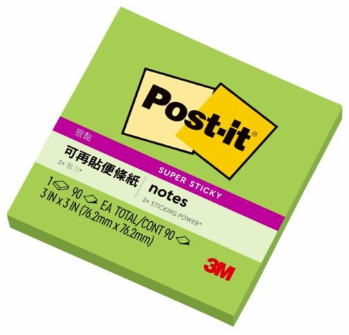 Post-it® 利貼® 狠黏™ 633S-6, 3x3吋便條紙, 綠色