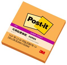 Post-it® 利貼® 狠黏™ 633S-4, 3x3吋便條紙, 橘色