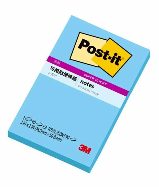 Post-it® 利貼® 狠黏™ 632S-10, 3x2吋便條紙, 湛藍