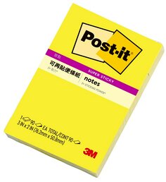 Post-it® 利貼® 狠黏™ 632S-1, 3x2吋便條紙, 黃色