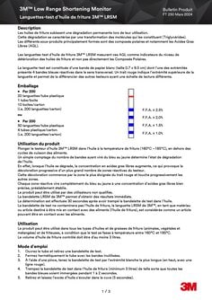 Languettes-test d'huile de friture 3M LRSM Bulletin Produit