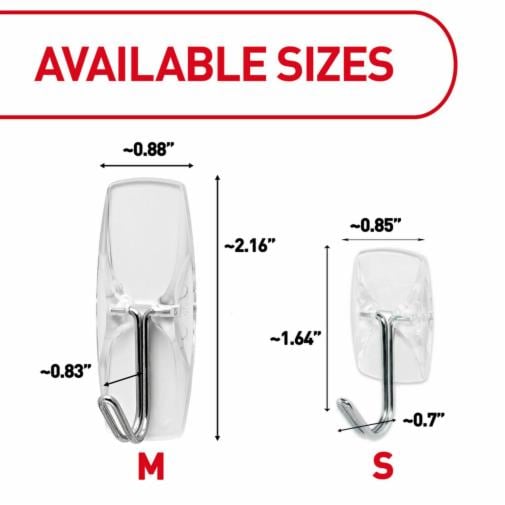 Command Clear Small Wire Hooks, 9 Hooks, 12 Strips Per Pack