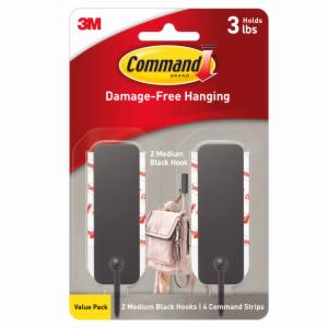 Command Medium Matte Black Hooks, 2 Hooks, 4 Strips,17034MB-2ES image Command Medium Matte Black Hooks, 2 Hooks, 4 Strips,17034MB-2ESimage
