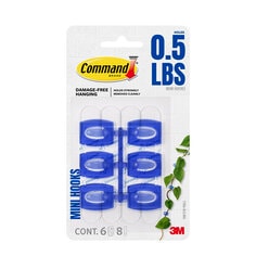 Command™ Mini Clear Hooks, Blueberry
