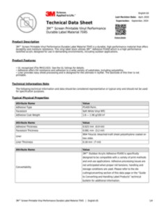 3M™ Screen Printable Vinyl Performance Durable Label Material 7045