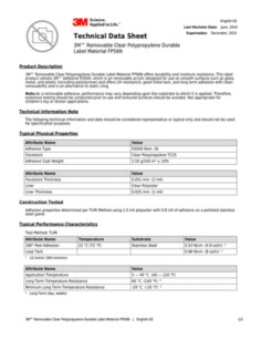 3M™ Removable Clear Polypropylene Durable Label Material FP56N