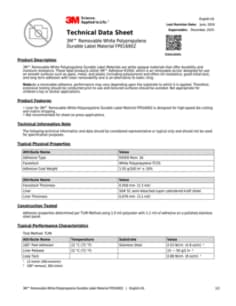 3M™ Removable White Polypropylene Durable Label Material FP016902