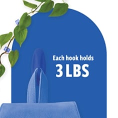 A hook holds a tote bag. Text: each hook holds 3lbs.