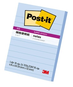 Post-it® 利貼® 狠黏™ 660S-2 橫格便條紙, 藍色