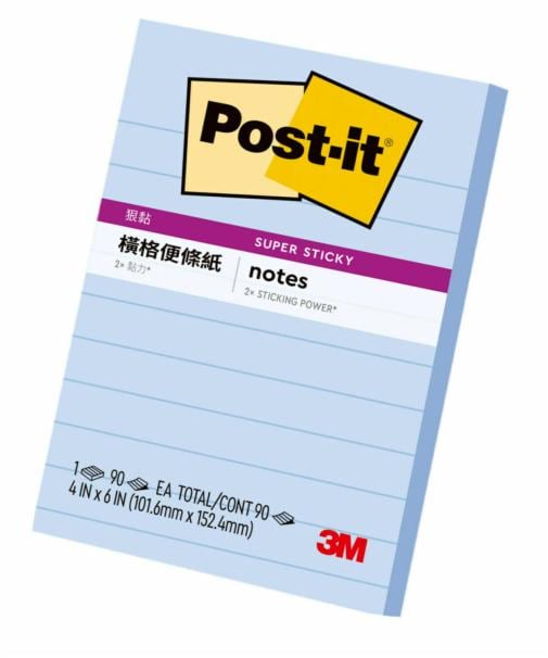 Post-it® 利貼® 狠黏™ 660S-2 橫格便條紙, 藍色