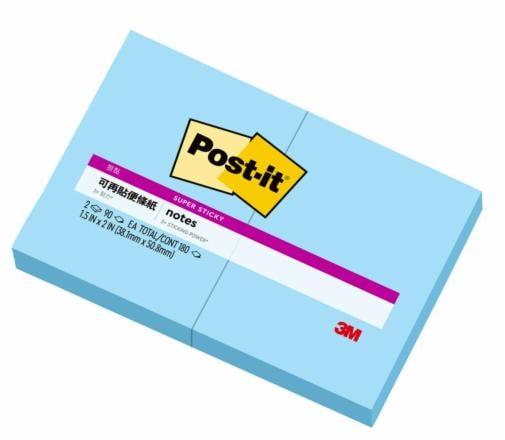 Post-it® 利貼® 狠黏™ 621S-2C2, 1.5x2吋便條紙, 藍色