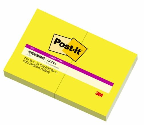 Post-it® 利貼® 狠黏™ 621S-2C1, 1.5x2吋便條紙, 黃色