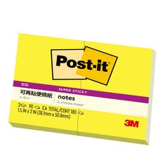 Post-it® 利貼® 狠黏™ 621S-1, 1.5x2吋便條紙, 黃色