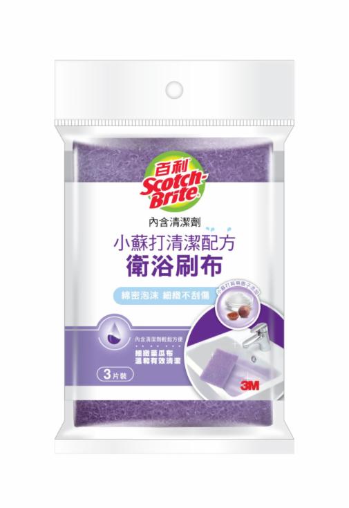 3M™百利衛浴刷布含小蘇打清潔配方3片裝, 48袋/箱