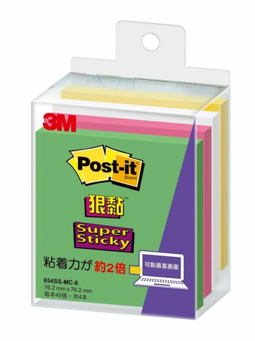 Post-it® 利貼® 狠黏™ 654SS-MC-8 便條紙, 76.2x76.2mm