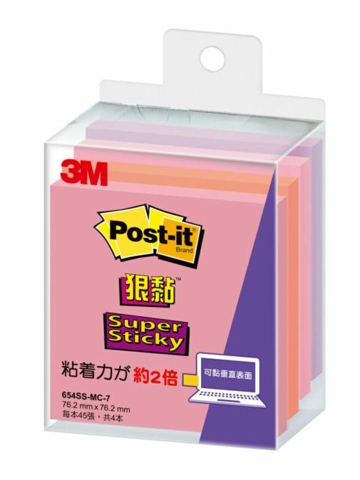 Post-it® 利貼® 狠黏™ 654SS-MC-7 便條紙, 76.2x76.2mm