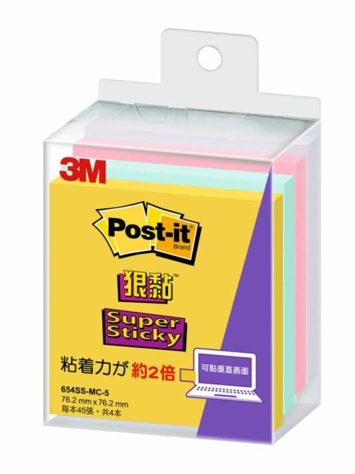 Post-it® 利貼® 狠黏™ 654SS-MC-5 便條紙, 76.2x76.2mm