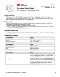 3M™ Versatile Print Label Material 7905V
