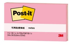 Post-it® 利貼® 655-3A 可再貼便條紙, 3x5吋, 粉紅