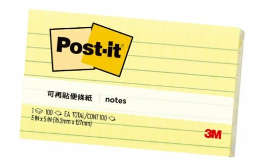 Post-it® 利貼® 655L-1 橫格便條紙, 3x5吋
