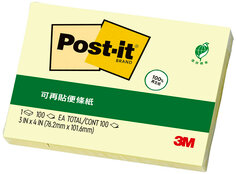 Post-it® 利貼®  656RP-1 可再貼綠材質環保便條紙, 3x2吋