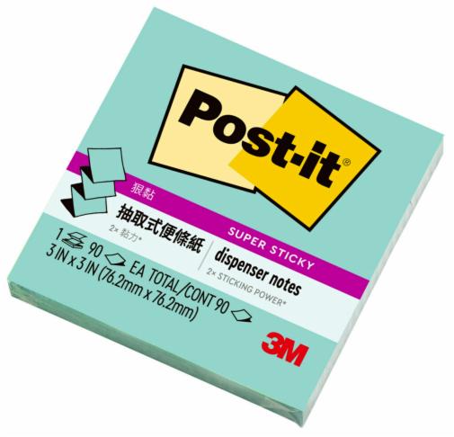 Post-it® 利貼® 狠黏™ R330S-7 抽取式補充包便條紙, 湖水綠