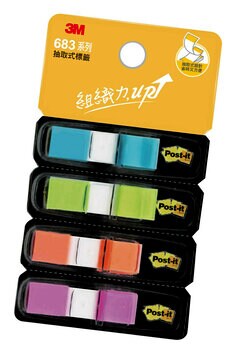 Post-it 683 標籤系列,色彩鮮艷，可重覆黏貼