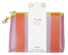 Post it pen pouch stiped mesh material in multiple colors with gold colored zipper pull 