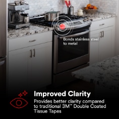 Bonds stainless steel to metal Improved Clarity Provides better clarity compared to traditional 3M™ Double Coated Tissue Tapes