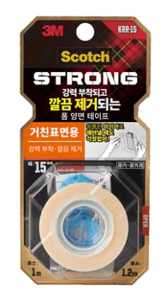 스카치® 강력 부착 깔끔 제거 폼 양면테이프 KRR-15, 거친 표면용