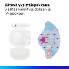 Kätevä yksittäispakkaus. Sisältää kiinnityslaitteen ja infuusiositeen.