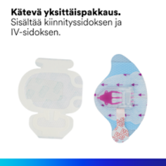 Kätevä yksittäispakkaus. Sisältää kiinnityslaitteen ja infuusiositeen.