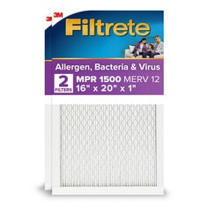 Filtrete™ MPR 1500 Allergen, Bacteria, & Virus HVAC Filter Main Image, 16" x 20" x 1", 2 Pack