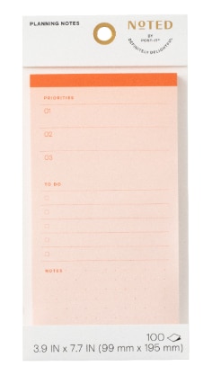 Noted by Post-it® Planning Notes NTDE-48-1, 4.9 in x 7.7 in, 124 mm x 195 mm, 1 Pad/Pack, 100 Sheets per Pad