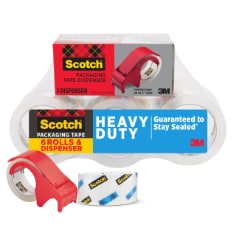 Scotch Packaging Tape Heavy Duty Ultimate Strength, 6 Rolls with 1 Tape Dispenser