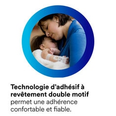 La technologie de l'adhésif à double motif permet une adhésion douce et sûre.