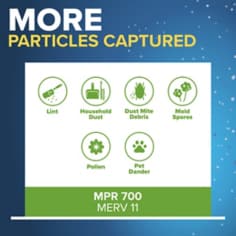 The Filtrete™ Dust, Pollen, and Pet Dander outperforms non-electrostatic pleated and washable filters. This filter helps capture particles including lint, pollen, dust and pet dander. For residential use only. You run a tight ship at home, from floor to ceiling--and everywhere in between. Unfortunately, ordinary home non-electrostatic air filters aren’t super effective at capturing unwanted particles. GOOD NEWS : The unique design of the electrostatically charged Filtrete™ Dust, Pollen & Pet Dander Air Filter attracts--and traps--more particles from your air through your heating and cooling system, making quality control a breeze. With each cycle through the filter, your indoor air becomes a little bit cleaner.