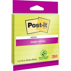 Post-it® Super Sticky Large Notes, Green, Lined, 101x101 mm, 70 Sheets/Pad, 1 Pad/Pack, CLIP