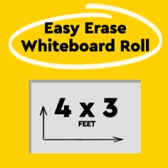 Post-it Easy Erase Whiteboard Roll measures four feet by three feet. 