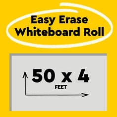 Post-it Easy Erase Whiteboard Roll measures fifty feet by four feet. 