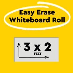 Post-it Easy Erase Whiteboard Roll measures three feet by two feet. 