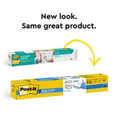 New look. Same great product.  Image of old packaging and new packaging of Post-it Easy Erase roll.