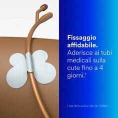 Il fissaggio affidabile fa aderire i tubi medici alla pelle fino a 4 giorni.