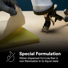 3M™ Fastbond™ Foam Adhesive 100NF is designed for optimal versatility, delivering permament bonds on a wide range of lightweight materials. This adhesive has a medium tack and a high solids content that supports its low soak-in property. When sprayed, this formula has a pebble pattern, is non-flammable in its wet state, and is easy to dispense; when not being sprayed, it can be applied directly by using a brush or roller. A staple in the 3M adhesive portfolio, discover why 3M™ Fastbond™ Foam Adhesive 100NF is recognized worldwide for its reliability when bonding foam to plastic, metal, wood, and much more.