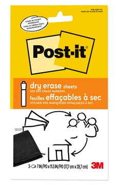 Transform your workspace into a versatile writing surface with Post-it® Dry Erase Sheets. Our innovative sheets offer a flexible, adhesive-backed design that sticks securely to various surfaces while allowing for easy removal without damage. The compact size of 7 inches by 11.3 inches (177 mm x 287 mm) makes these sheets perfect for personal note-taking, to-do lists, or leaving messages in the home, office, or classroom