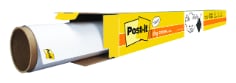 image showcases the Post-it® Super Sticky Dry Erase Surface, a large, white, rectangular sheet with a smooth and glossy finish. The dimensions of the surface are prominently featured, showing that it measures 3 feet in width and 4 feet in height (91.4 cm x 1.21 m), offering a substantial area for writing and drawing. The edges of the dry erase surface are clean-cut and lay flat against the wall, highlighting the product's sleek and modern design.