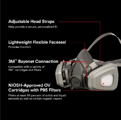 3M™ paint project reusable respirator 6311 bplus digi fab