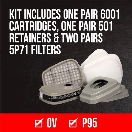 15-Pair 6001 Filter Cartridges For Respirator - Organic Vapor & Dust Protection, Fits 6200, 6800, 4008 Masks-536484