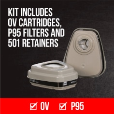 3M™ paint project quick latch resusable respirator 6503ql bplus kit contents